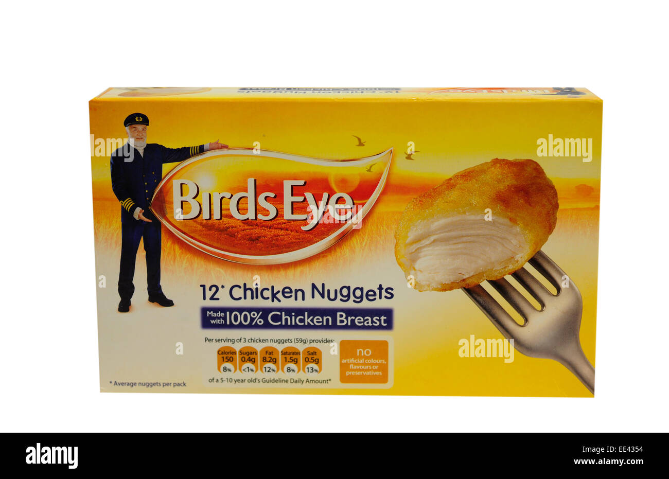 Close up Birds Eye pepite di pollo Foto Stock