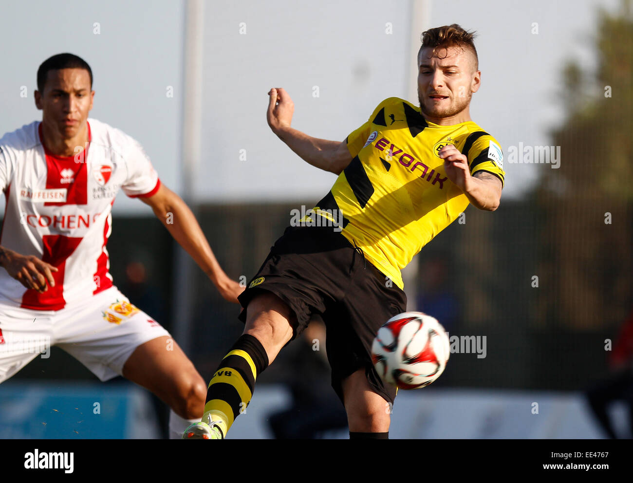 San Pedro del Pinatar, Spagna. Xiii gennaio, 2015. Cordiale incontro di calcio tra il Borussia Dortmund vs FC Sion nell'Arena Pinatar Sport Center. Immobile Credito: ABEL F. ROS/Alamy Live News Foto Stock