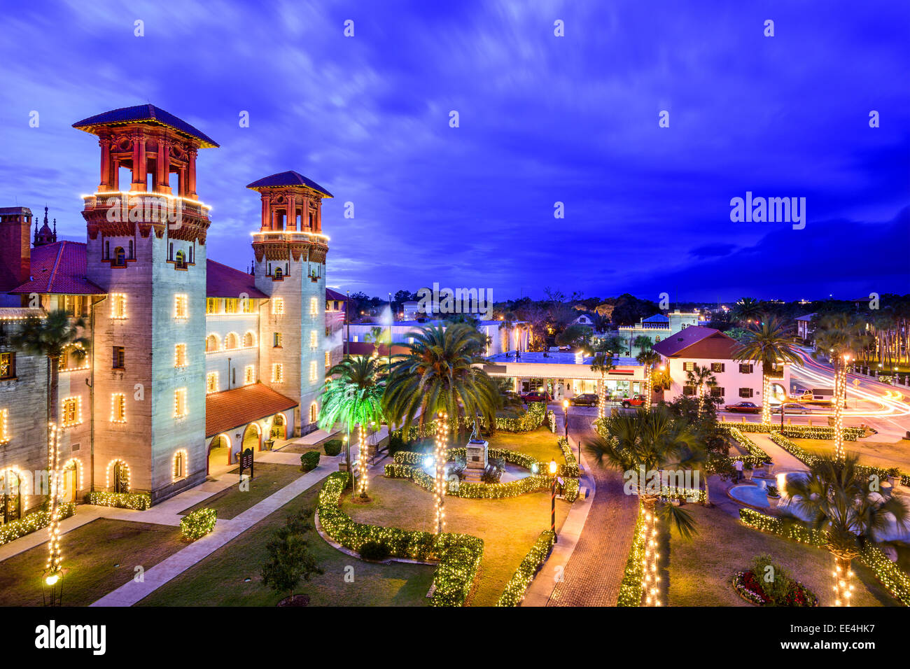 Sant'Agostino, Florida, Stati Uniti d'America townscape su Alcazar cortile. Foto Stock