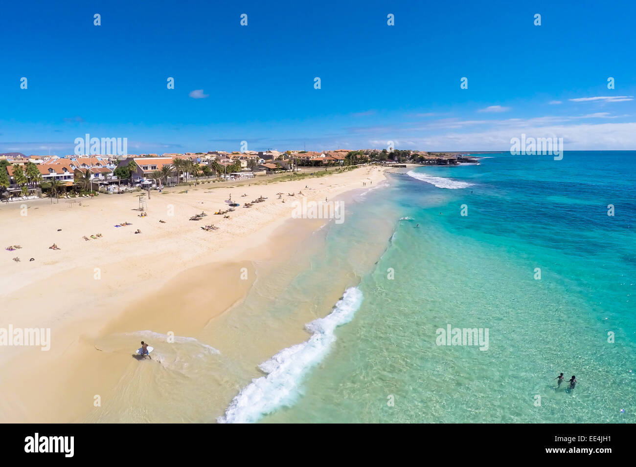 Vista aerea della spiaggia di Santa Maria in Sal Capo Verde - Cabo Verde Foto Stock