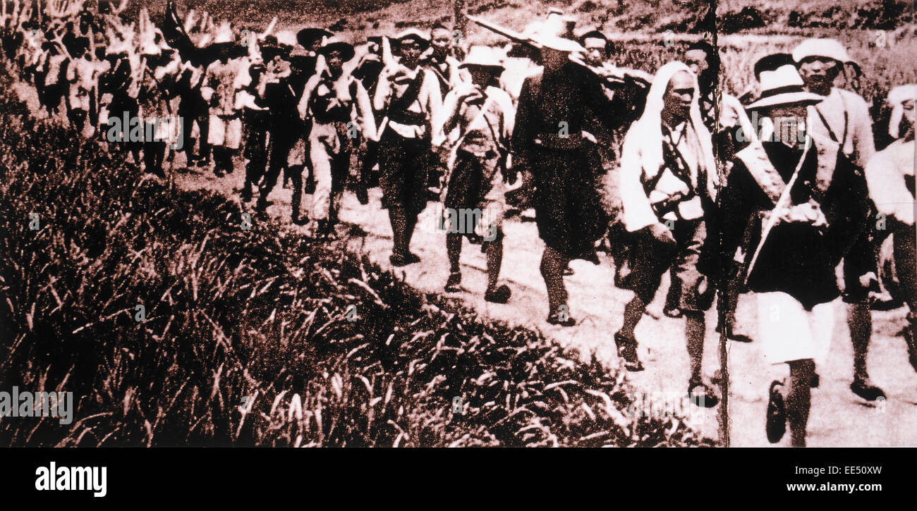 Rosso soldati dell esercito sulla lunga Marzo, Cina, 1934 Foto Stock
