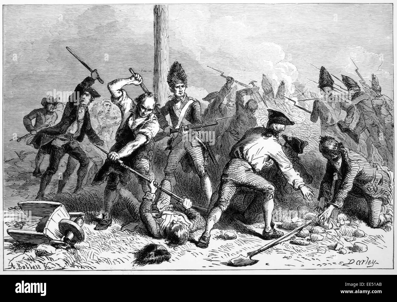 I Figli della libertà difendendo la libertà polo che essi Re-Erected dopo la British tagliarlo giù, New York City, 1767 Foto Stock