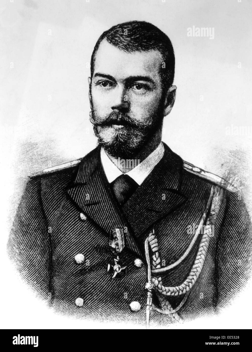 Lo Zar Nicola II (1868-1918), ultimo imperatore di Russia, Ritratto, incisione Foto Stock
