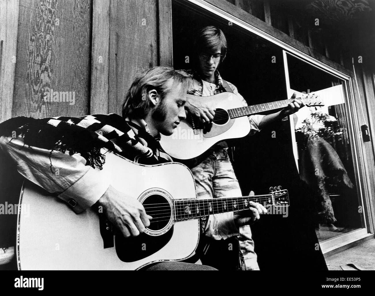 Stephen Stills, John Sebastian, sul set del film "celebrazione a Big Sur", 20th Century Fox Film Corp., 1971 Foto Stock