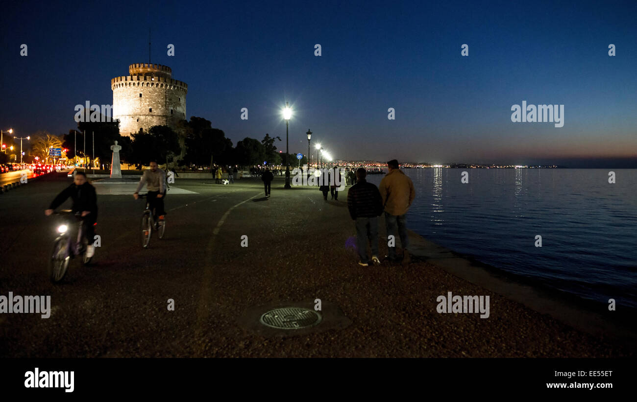 Torre Bianca di Salonicco attrazione landmark vista lungomare visite turistiche Foto Stock