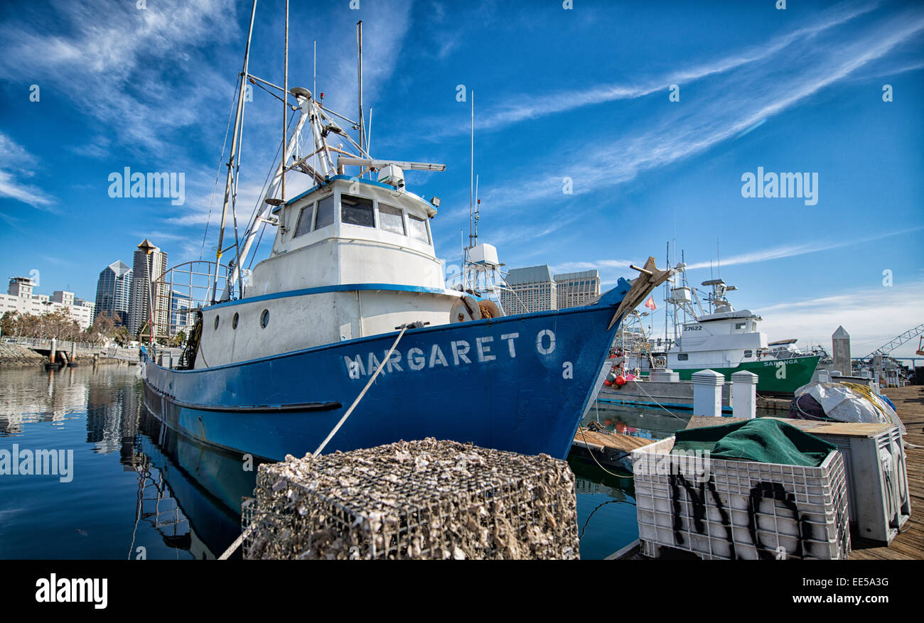 La pesca commerciale barca Margaret O., G Street Pier, Baia di San Diego, San Diego, California USA Foto Stock