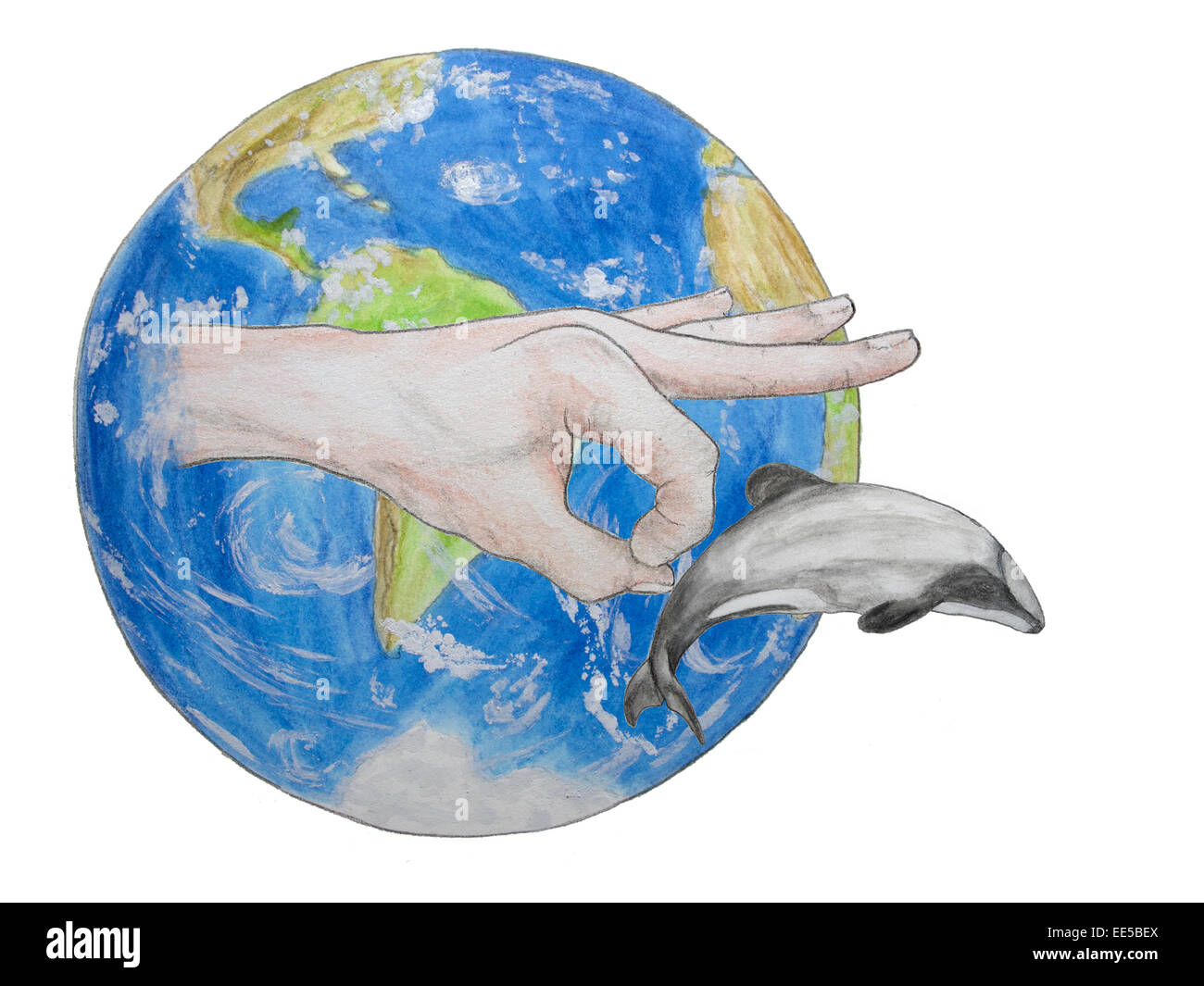 La razza umana distrugge la specie come il Maui dolphin Foto Stock