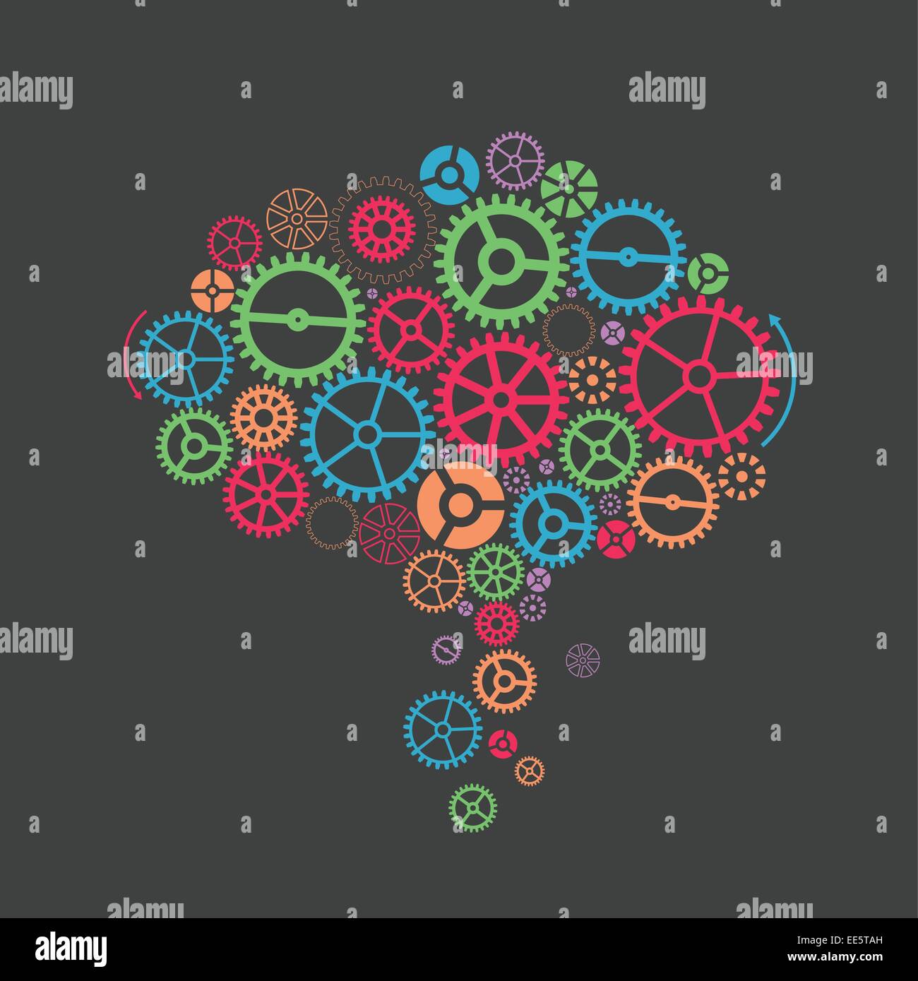 Gearslike colorati di un cervello. Sfondo astratto Illustrazione Vettoriale