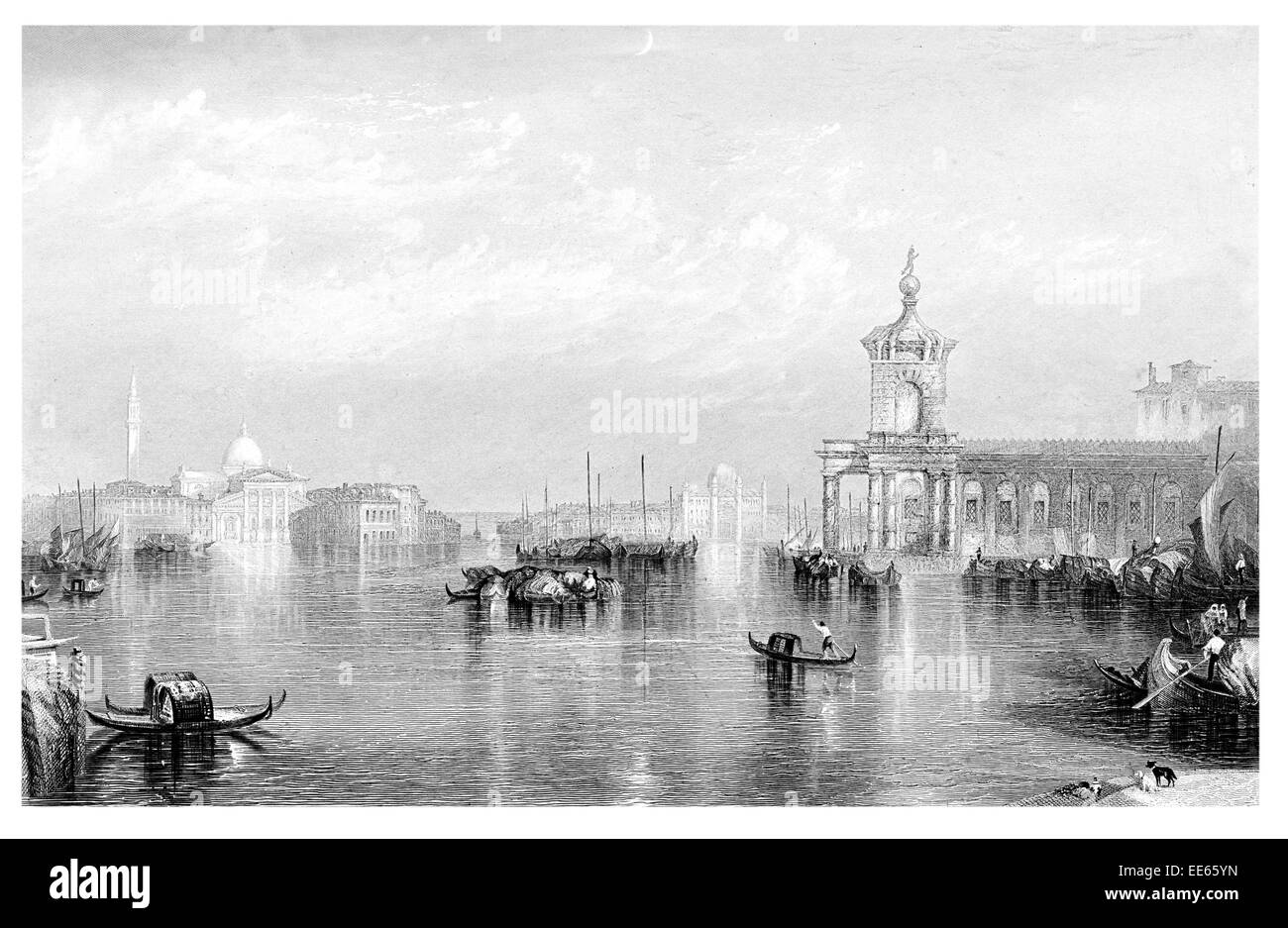 Punta della Dogana art museum Venezia Dogana da mar Canal Grande Canale della Giudecca di Santa Maria della Salute, Seminario Patriarcale Foto Stock