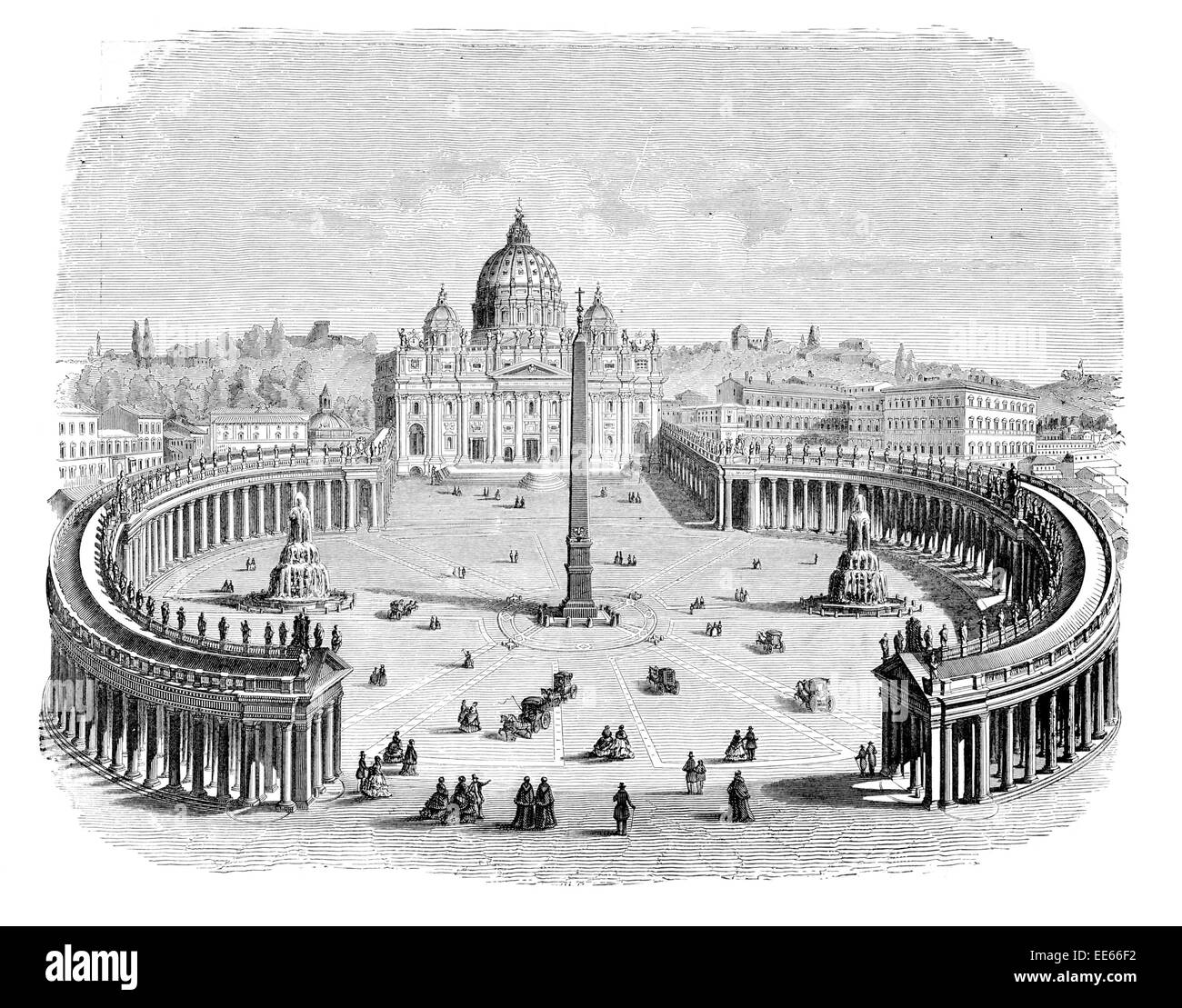 Piazza San Pietro Roma Colonade Piazza San Pietro Basilica Città del Vaticano enclave papale Gian Lorenzo Bernini Foto Stock