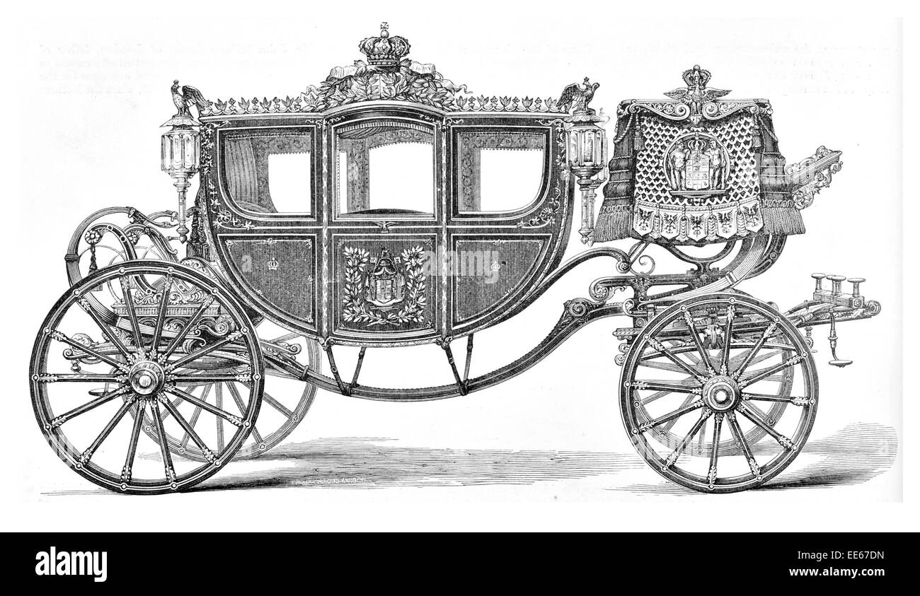 Stato privato Carrello King of Prussia Coach signor Joseph Neus veicolo a ruote a cavallo il passeggero privato di trasporto eleganza Foto Stock