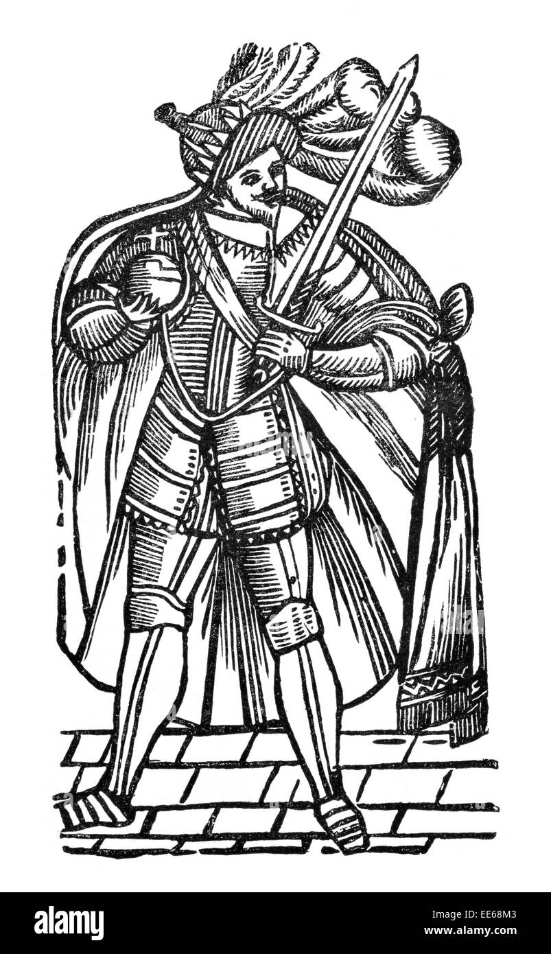 Robbin cofano arciere palla uomo selvatico Golia folklore leggenda medievale uomini allegra knight Nottingham hero XIII XIV XV secolo era Foto Stock
