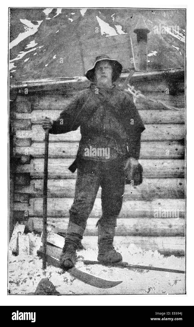 Fridtjof Nansen arrivo a Elmwood Ski Lodge Norwegian explorer scienziato umanitario diplomat Premio Nobel per la pace Foto Stock