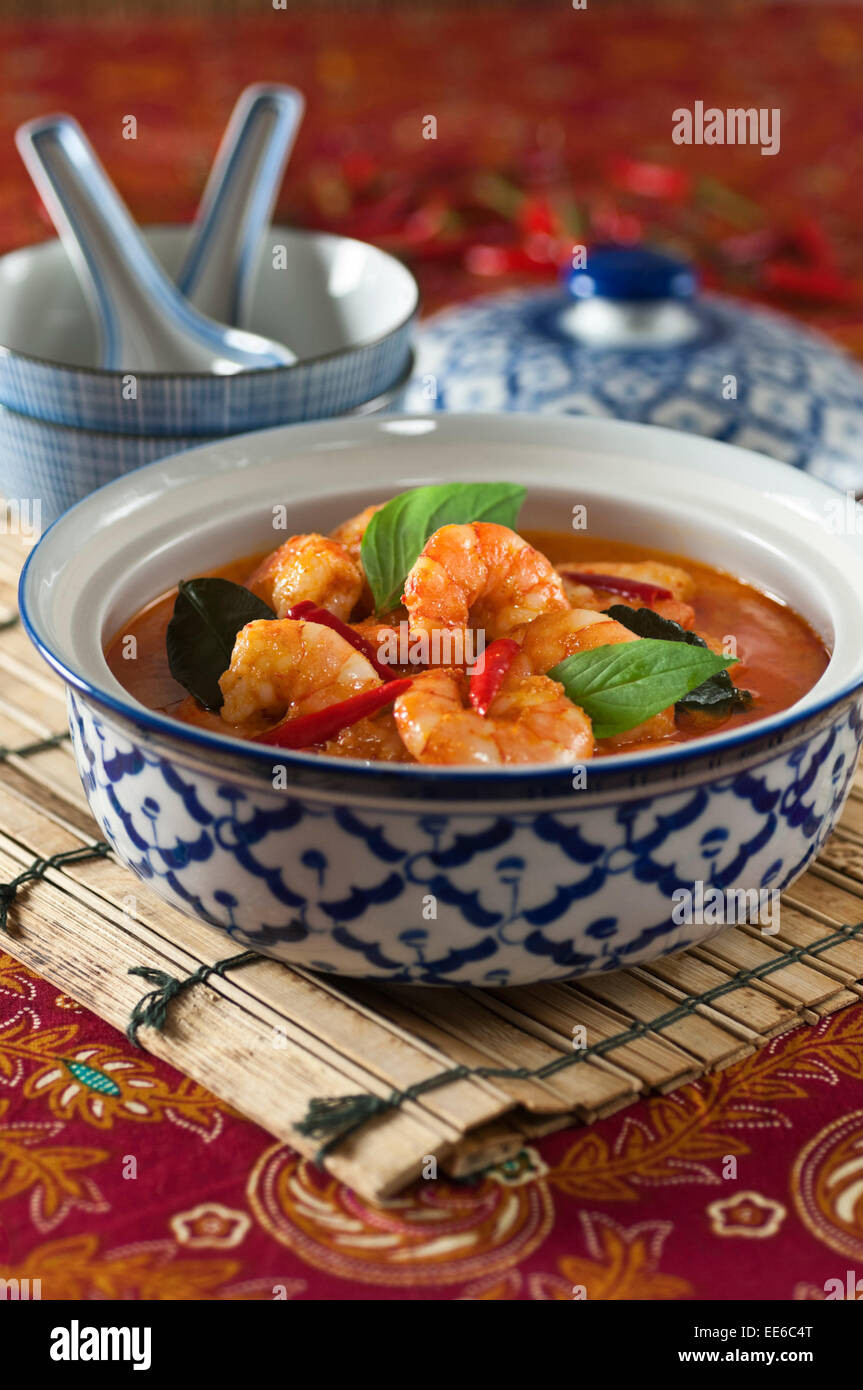 Rosso tailandese curry di gamberi Thailandia cibo Foto Stock