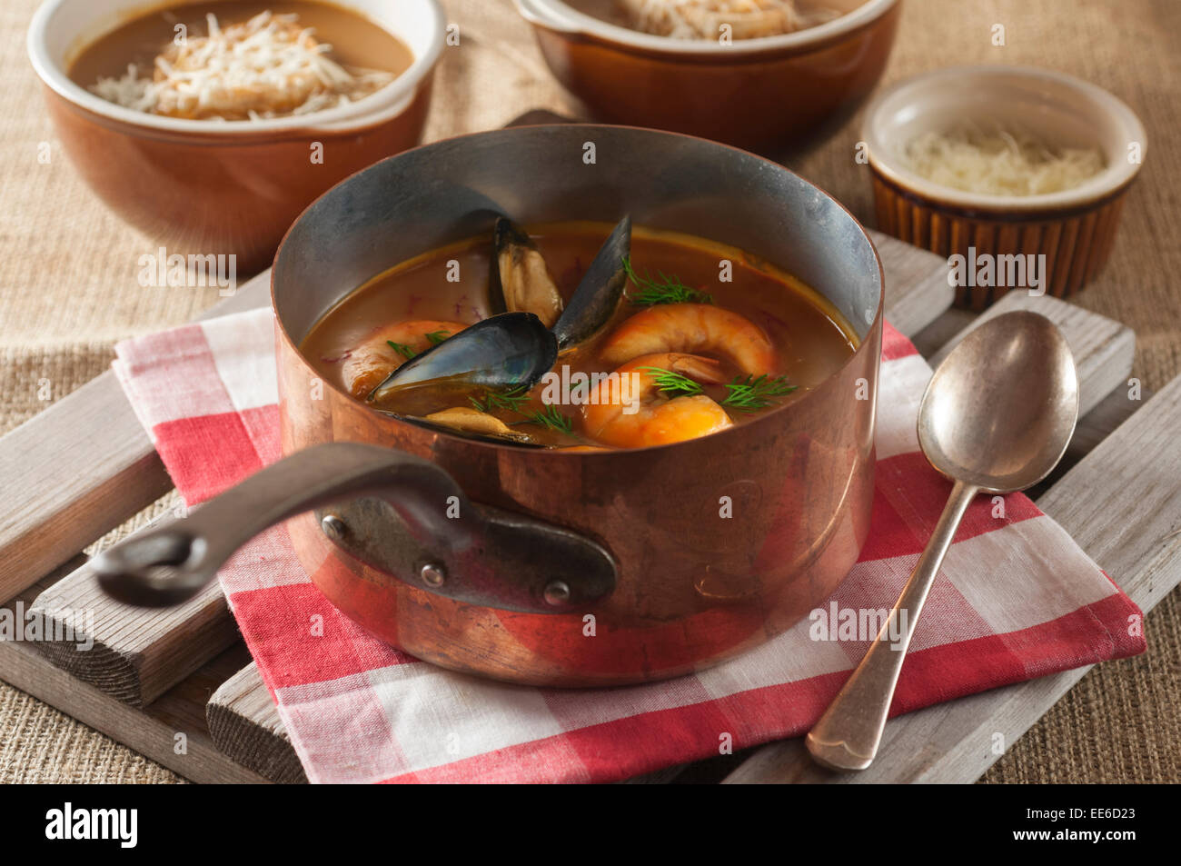 Soupe de poisson. Il francese di una zuppa di pesce. Foto Stock