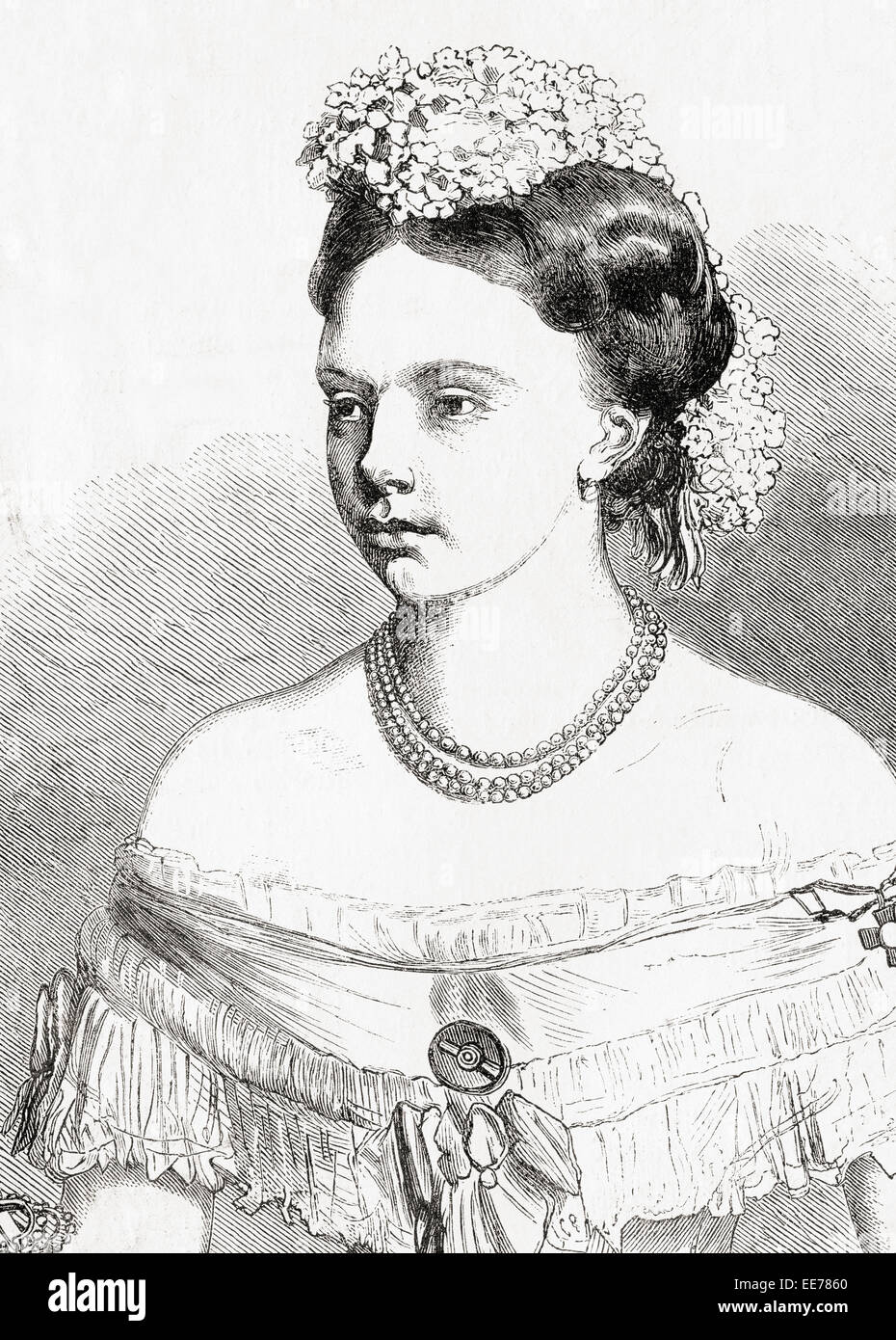 La principessa Frederica Wilhelmina Louise Elisabeth alessandrina di Prussia, 1842 - 1906. La moglie del duca Guglielmo o Willem di Mecklenburg-Schwerin, 1827 - 1879. Foto Stock