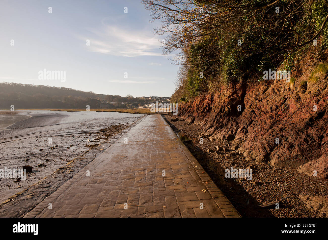 Sentiero costiero che conduce a Laugharne villaggio accanto il TAF Estuary, Wales, Regno Unito Foto Stock
