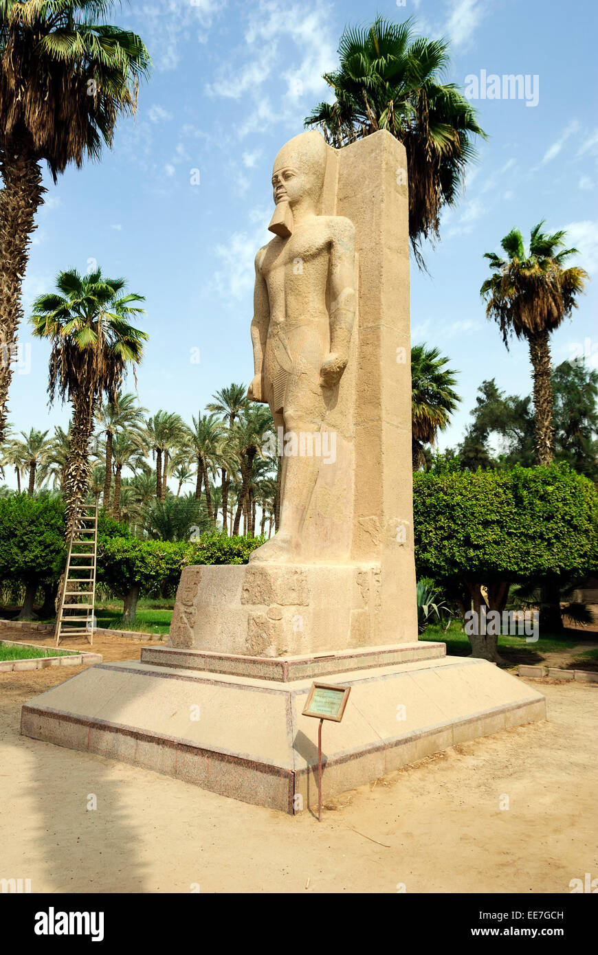 La scultura in pietra di granito dal Regno di Mezzo restaurato nel nome di Ramses II - Memphis, Basso Egitto Foto Stock