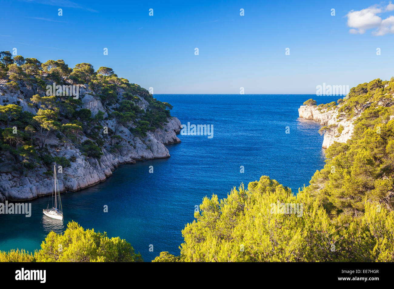 Calanques di Port Pin, Cassis, Francia Foto Stock