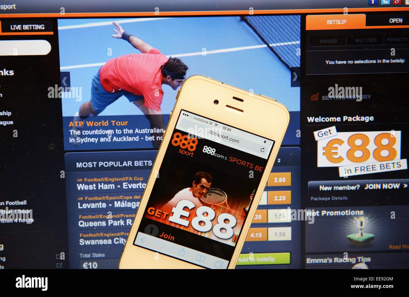 888 sport sito web e IPhone Foto Stock