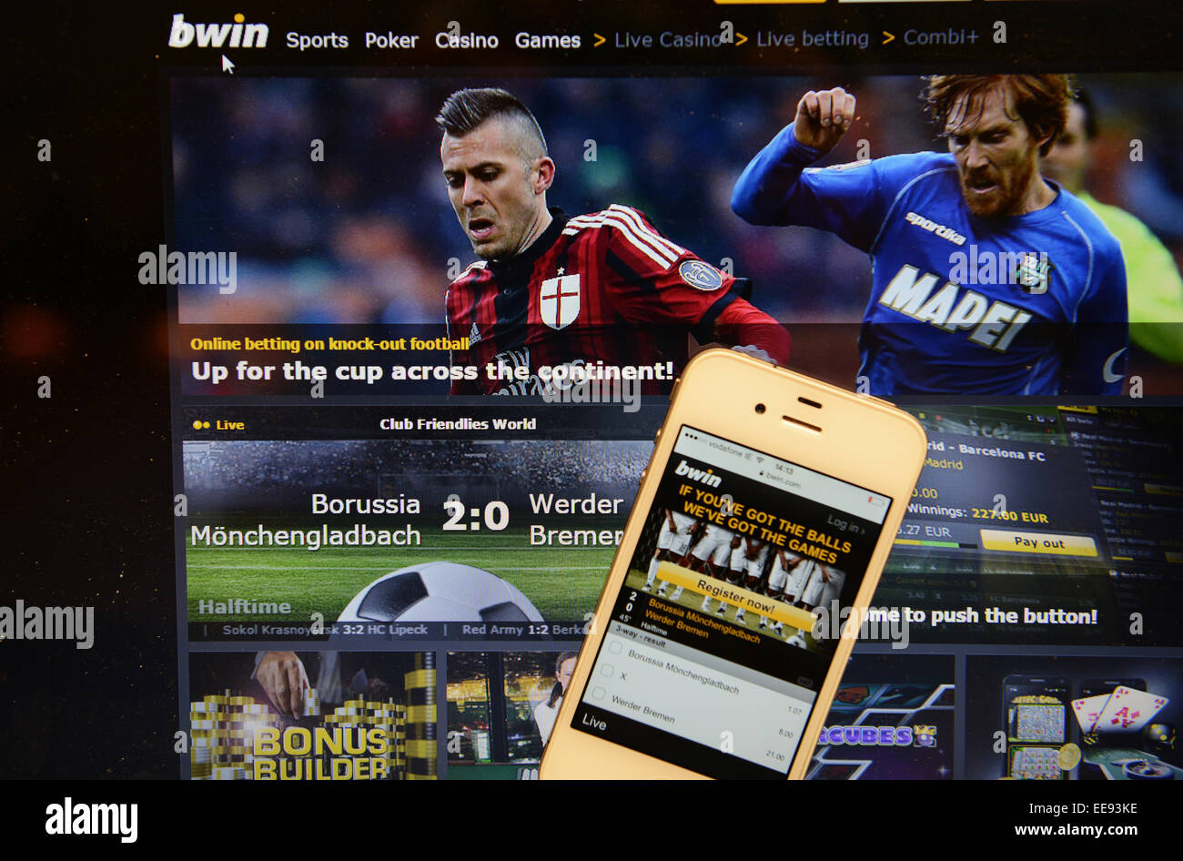 Bwin Sito Web e IPhone Foto Stock