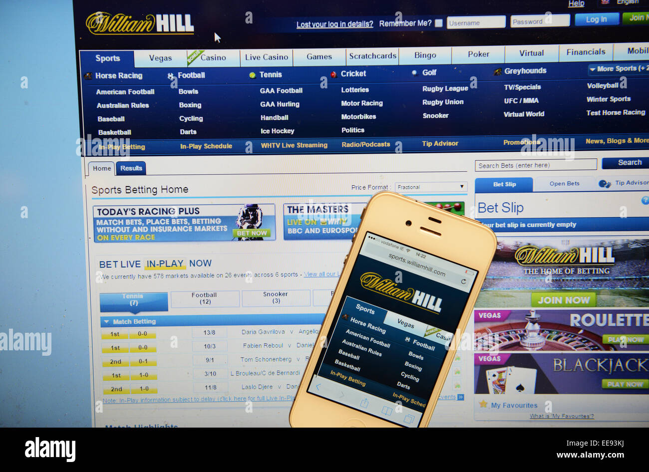 William Hill Sito Web e IPhone Foto Stock