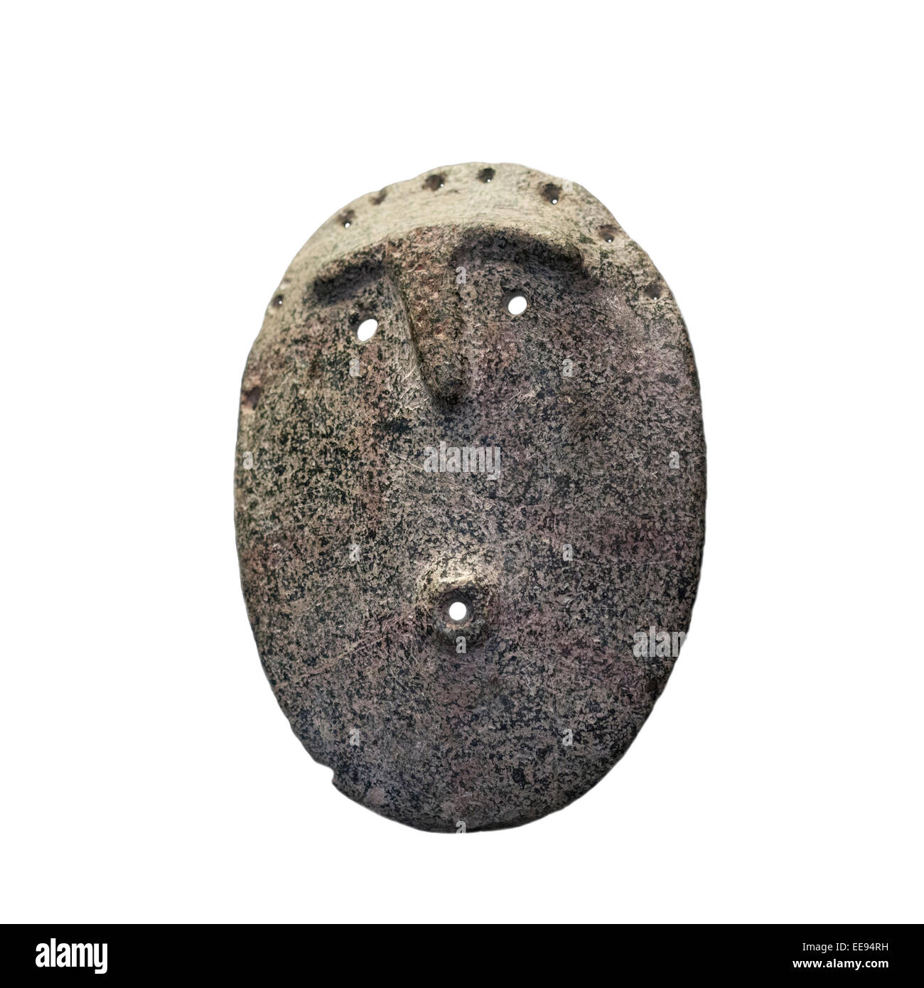 Primitiva maschera di pietra Museo cileno per arte precolombiana, Museo Chileno de Arte Precolombino in Santiago del Cile ritaglio fuori taglio Foto Stock