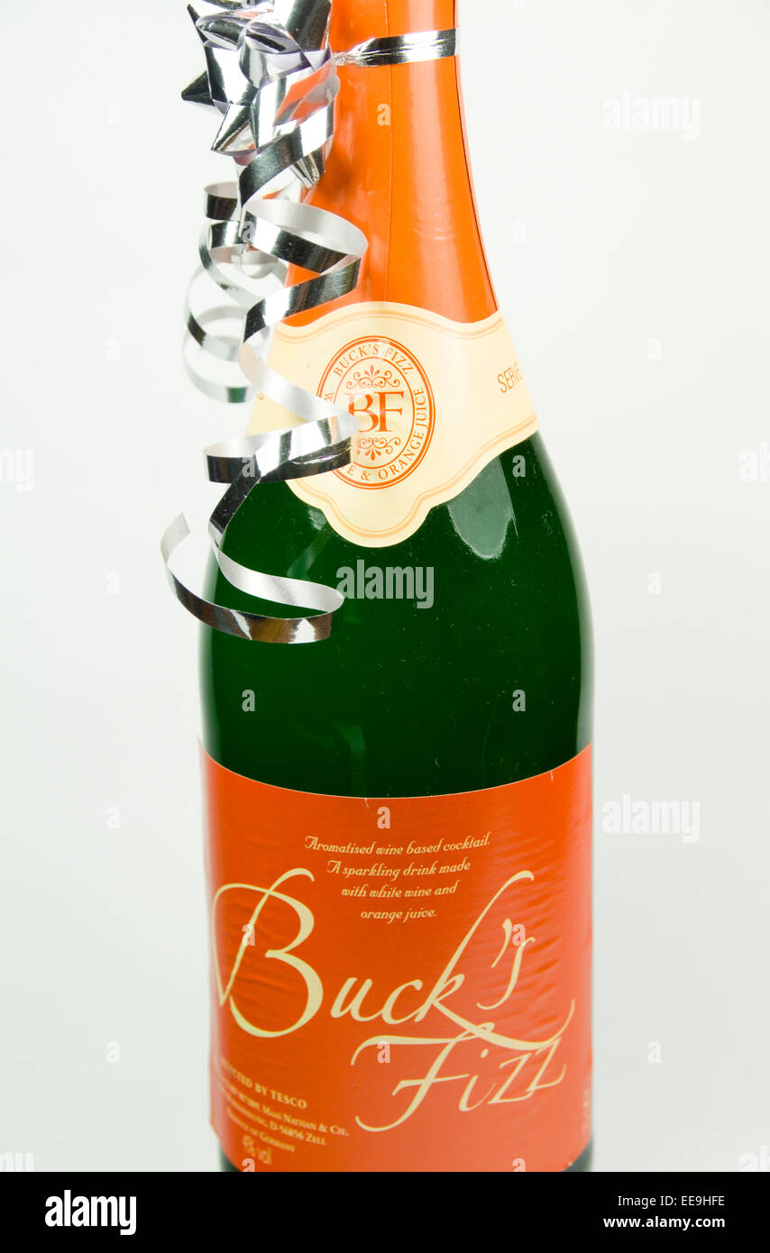 Bottiglia di Bucks Fizz. Foto Stock