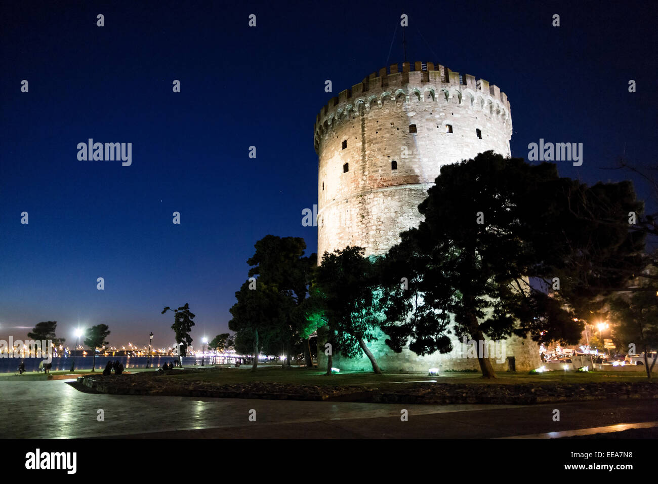 Torre Bianca il punto di riferimento di Salonicco, Grecia. Foto Stock