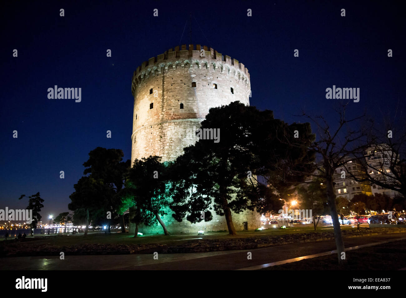 Torre Bianca il punto di riferimento di Salonicco, Grecia. Foto Stock