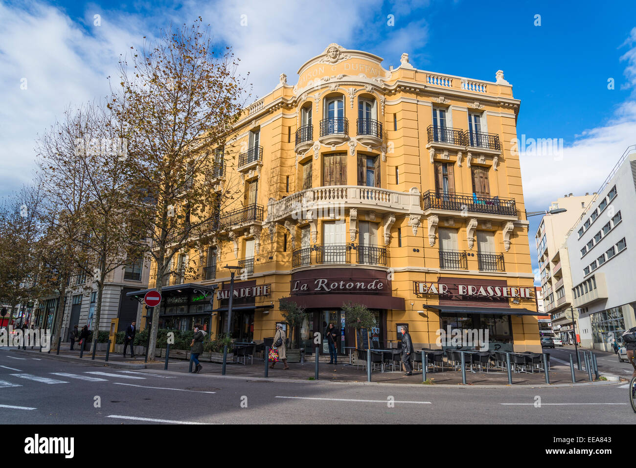La Rotonda bar e brasserie, Perpignan, Pyrenees-Orientales, Francia Foto Stock