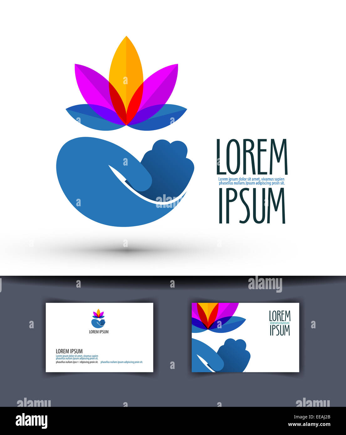 Vettore di relax logo design modello. yoga o lotus icona. Foto Stock