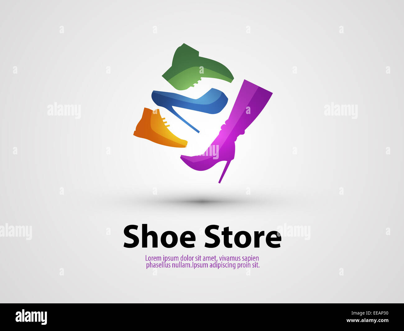 Vettore di scarpe modello di disegno. la vendita o icona Shopping. Foto Stock