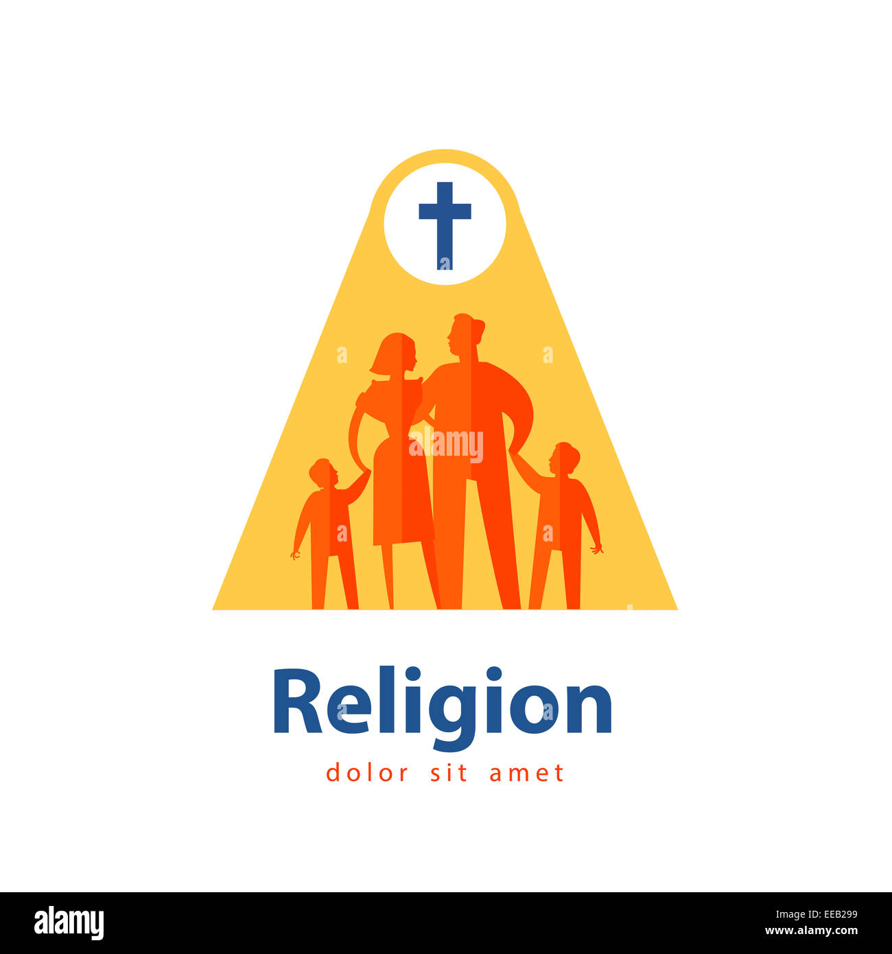 Vettore di famiglia logo design modello. persone o la religione e la relativa icona. Foto Stock