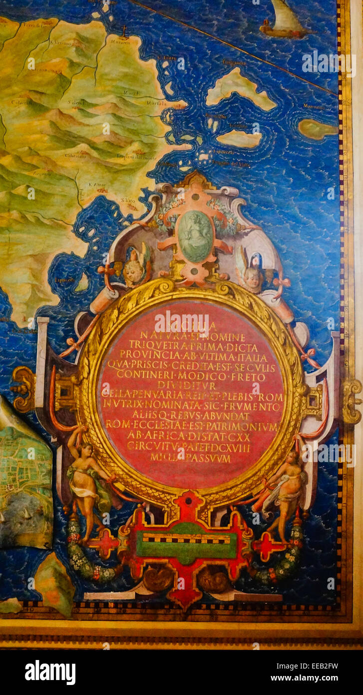 Aintings olio di antiche mappe Italia nel Museo del Vaticano, Italia Foto Stock