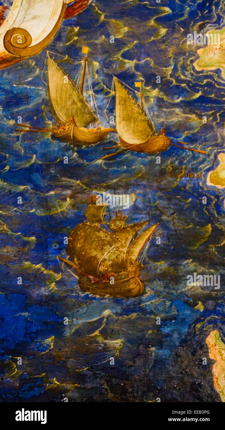 Aintings olio di antiche mappe Italia nel Museo del Vaticano, Italia Foto Stock