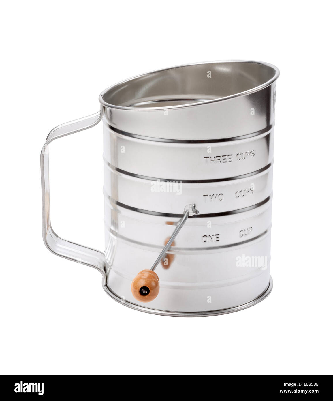 Setaccio in acciaio inox con una manovella Foto Stock