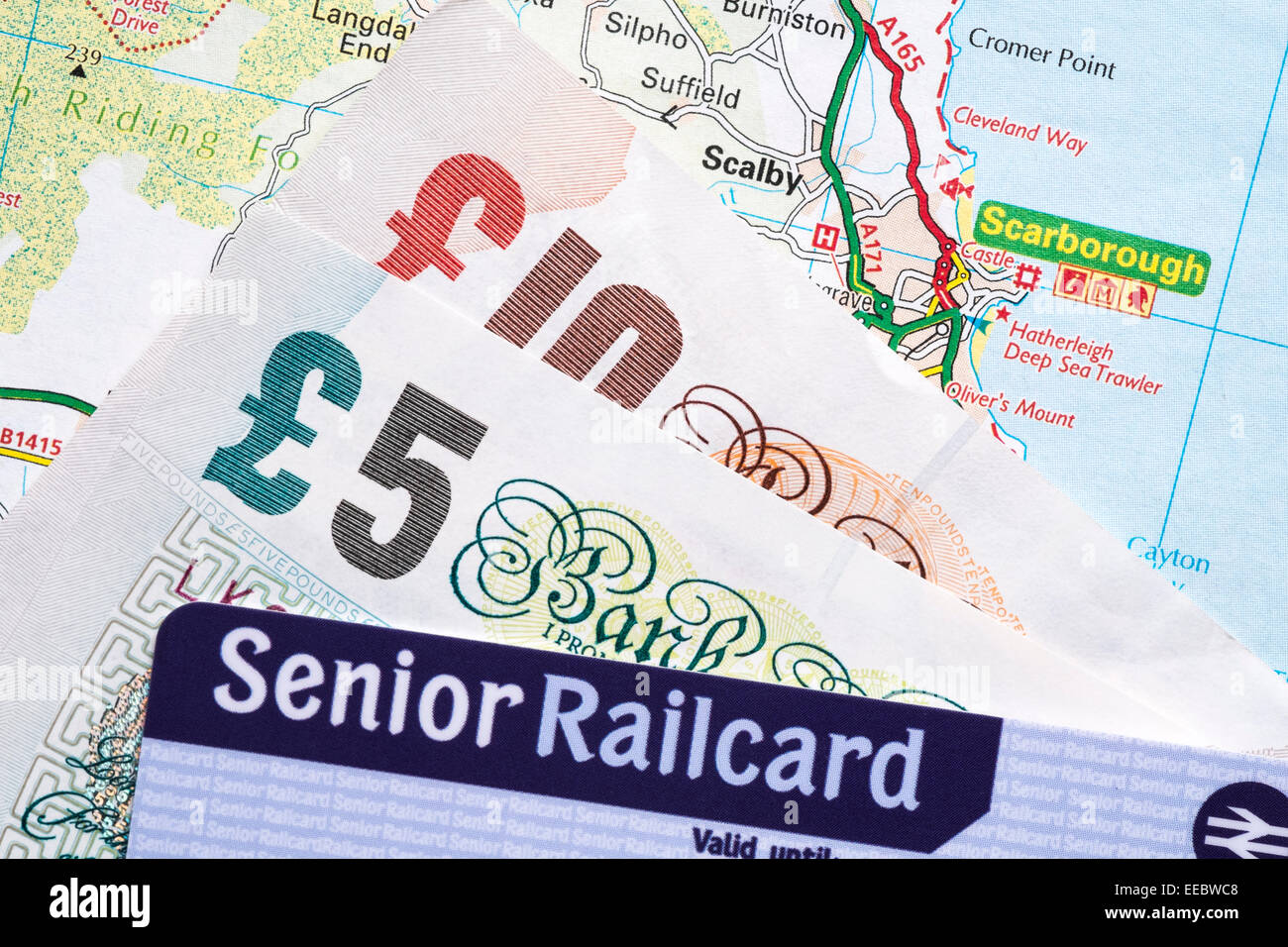 Railcard senior per il Regno Unito scontati viaggi in treno. Foto Stock