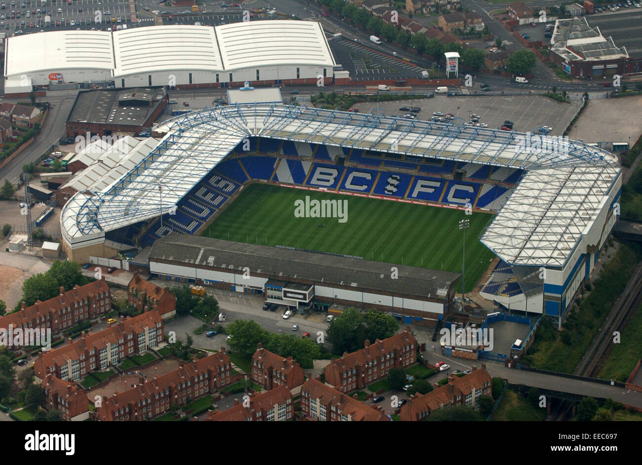 Vista aerea di Birmingham City Football Club St Andrews stadium Agosto 2002 Foto Stock