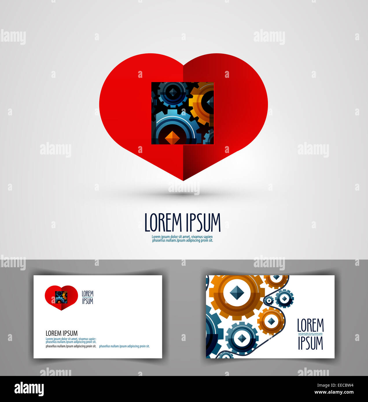 Vettore di cuore logo design modello. amore o icona di salute. Foto Stock