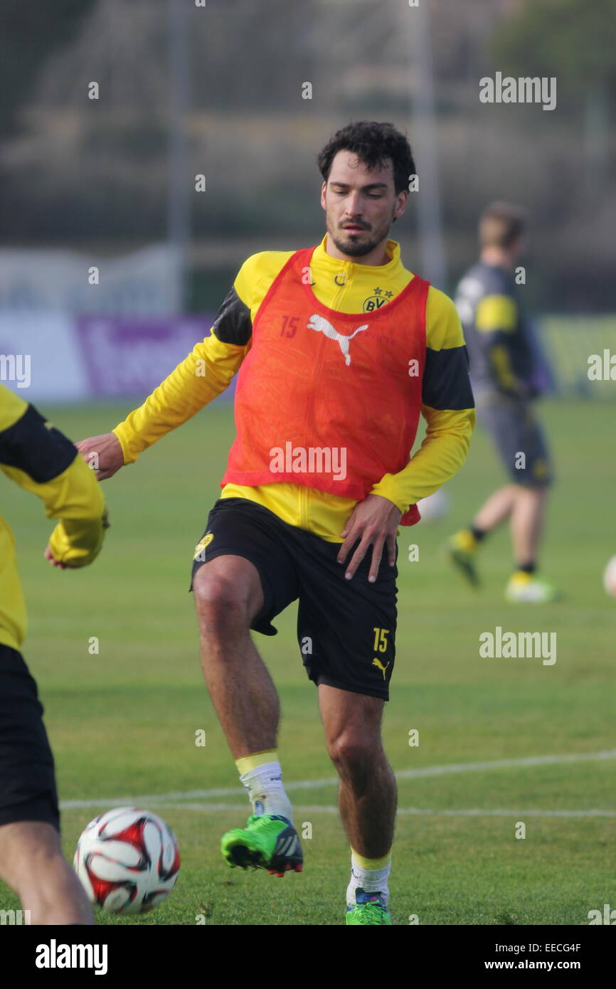 La Manga Club, Spagna. Il 15 gennaio, 2015. Mats Hummels , Borussia Dortmund Formazione presso il La Manga Club, Spagna. Credito: Tony Henshaw/Alamy Live News Foto Stock