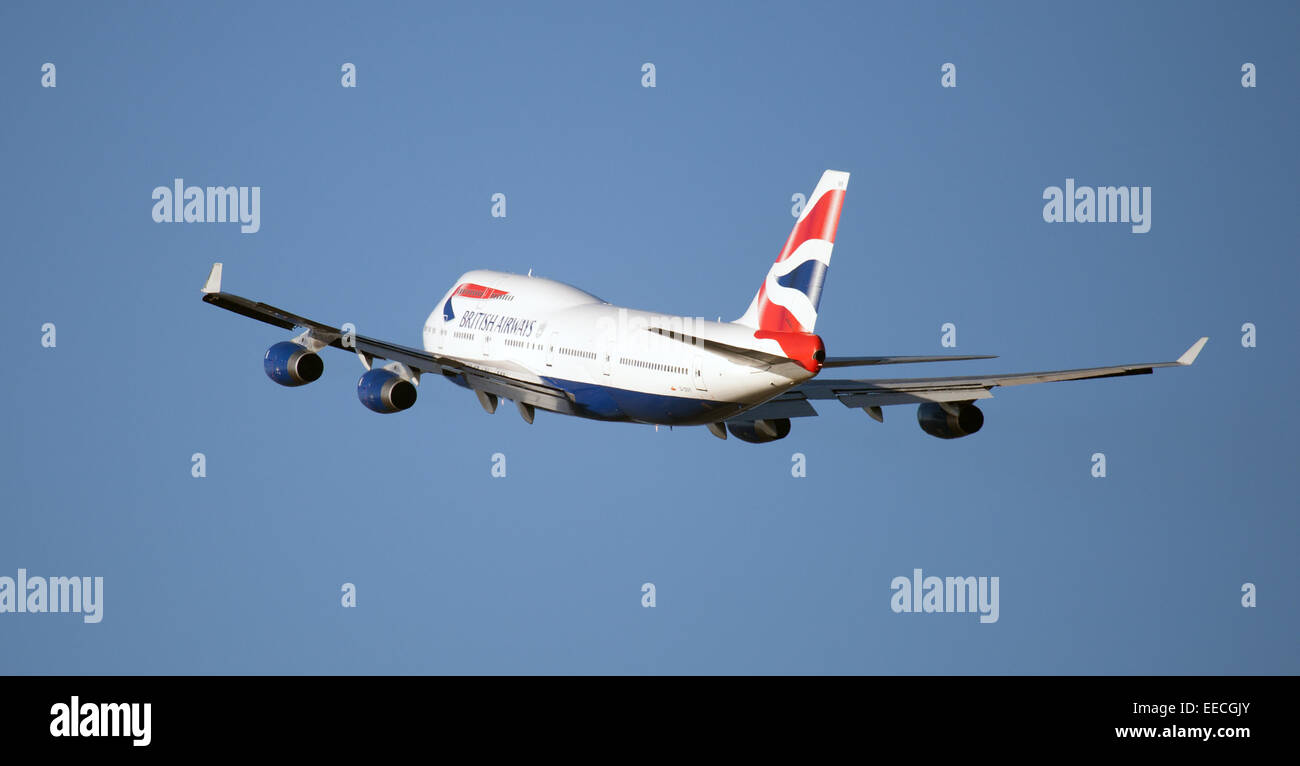British Airways Boeing 747 G-CIVY in partenza dall'aeroporto di Heathrow LHR Foto Stock