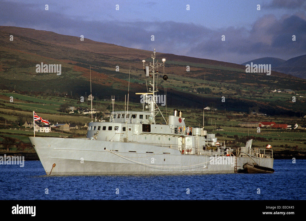 CARLINGFORD LOUGH, Co Down, Irlanda del Nord - novembre 1985. Royal Navy nave pattuglia in Carlingford Lough sul confine tra Irlanda del Nord e della Repubblica di Irlanda, durante i disordini, Irlanda del Nord. Foto Stock