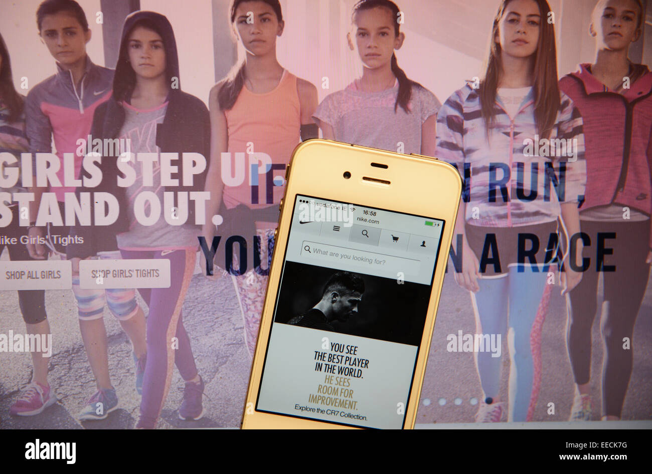 Il sito Web Nike e IPhone Foto Stock