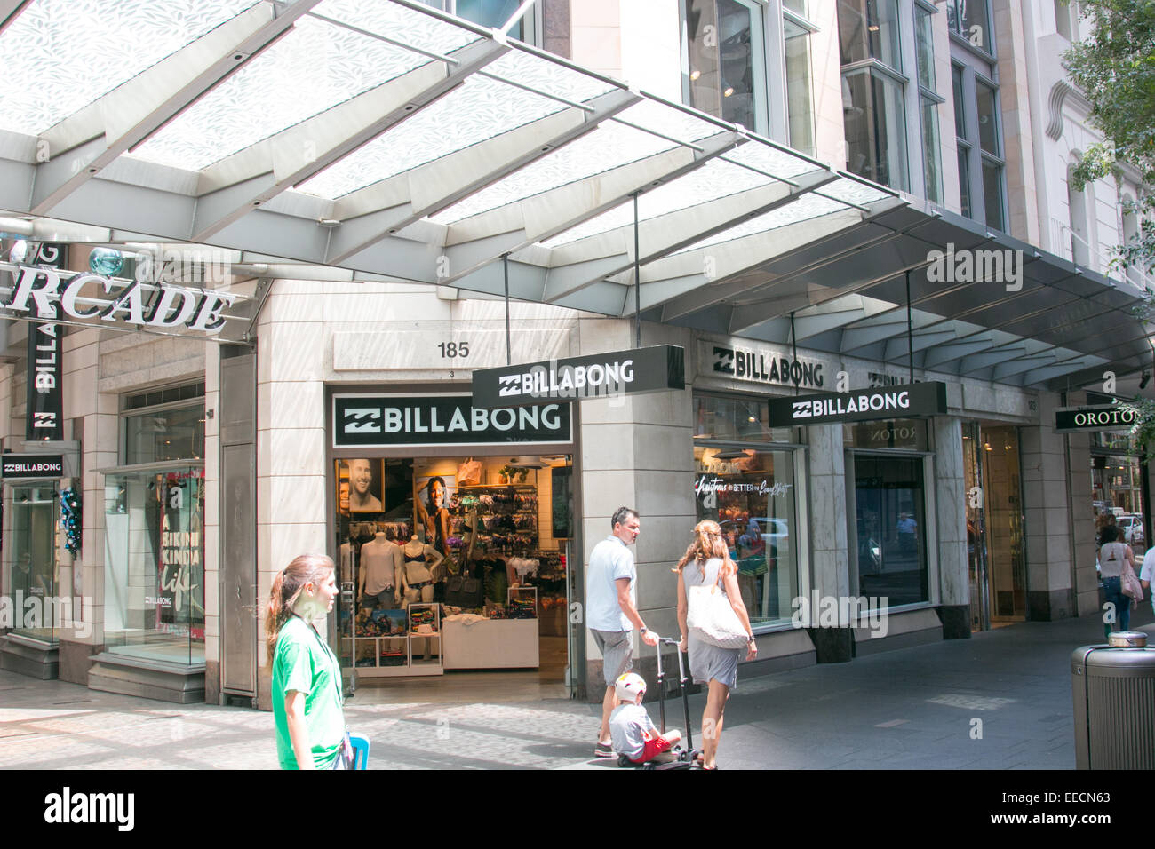 Marchio di moda australiano, Billabong store in pitt Street, Sydney, Australia Foto Stock