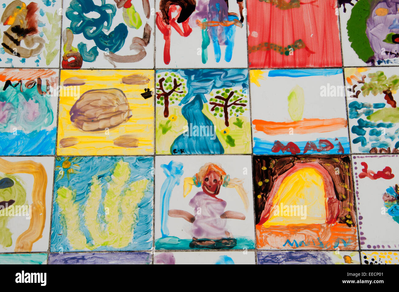 "Celebrando il grande baia " piastrella da banco, Embarcadero a piedi, San Diego, California Foto Stock