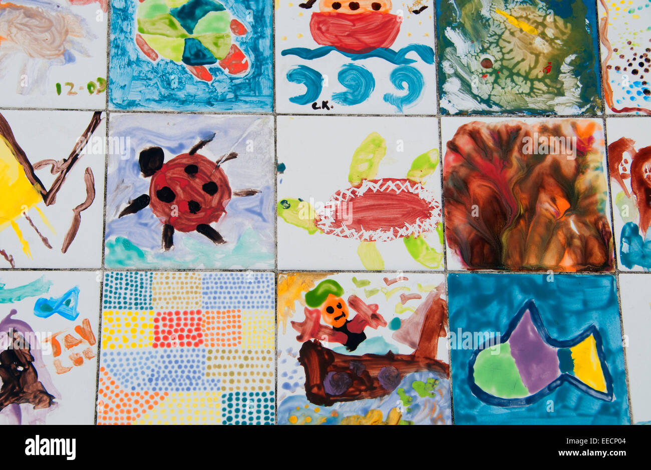 "Celebrando il grande baia " piastrella da banco, Embarcadero a piedi, San Diego, California Foto Stock