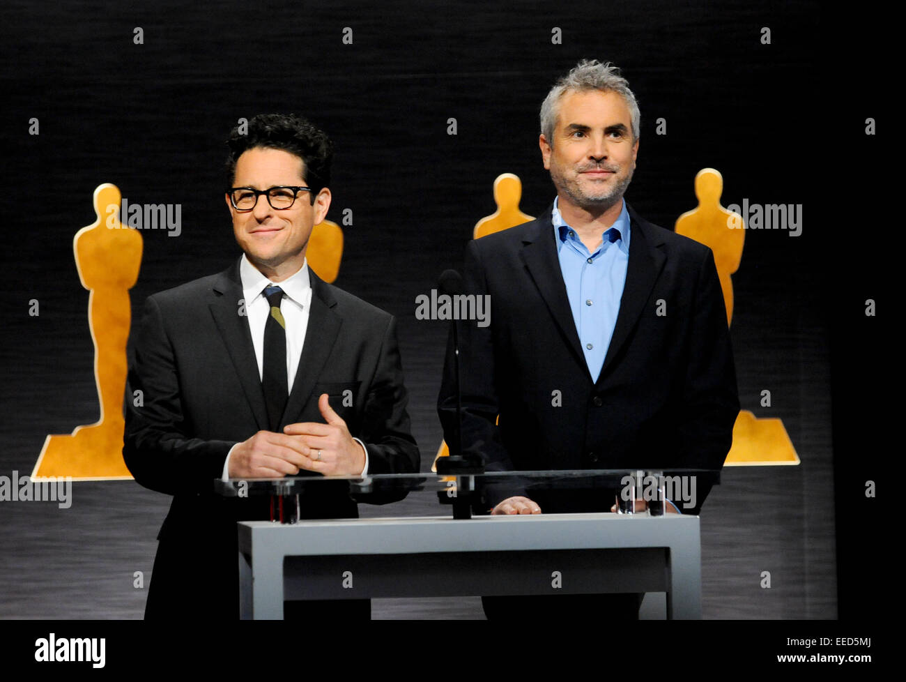 JJ Abrams & Alonso Cuaron Oscar nomination annuncio per la 87.annuale di Academy Awards 15/01/2015 Beverly Hills/picture alliance Foto Stock