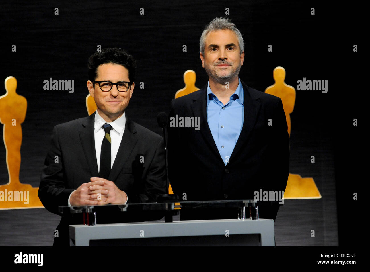 JJ Abrams & Alonso Cuaron Oscar nomination annuncio per la 87.annuale di Academy Awards 15/01/2015 Beverly Hills/picture alliance Foto Stock