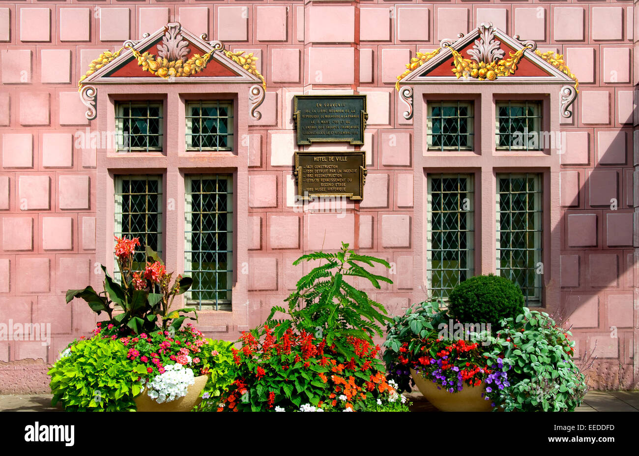 Mulhouse, Alsazia, Francia. Hotel de Ville / Town Hall - dettaglio Foto Stock